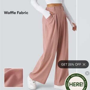 HALARA Women's Mauve Waffle Wide Leg Pants